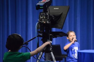 3rd grade kids in tv studio