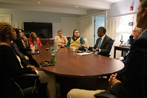 Discussion in a conference room