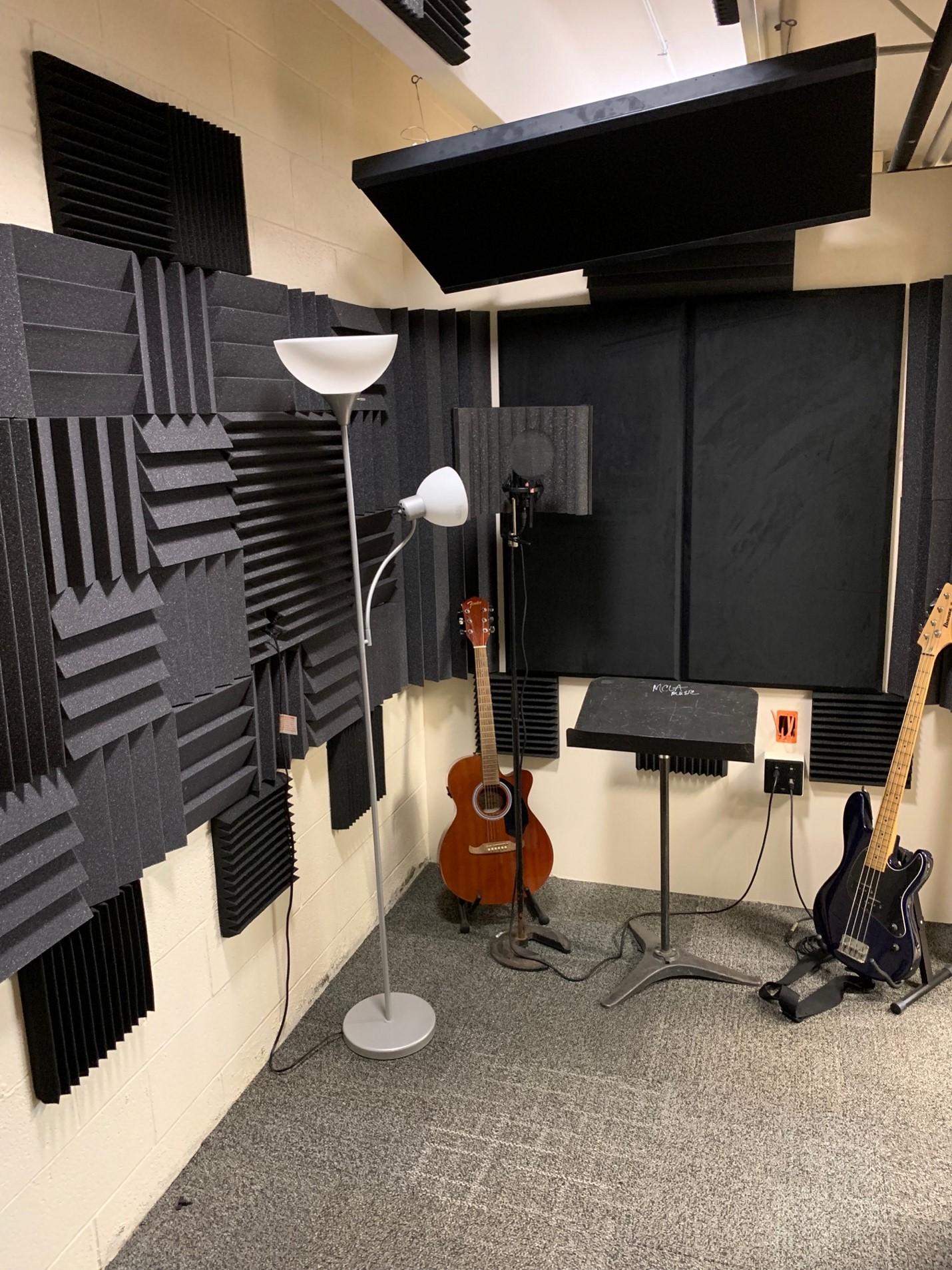 Guitars in the practice booth