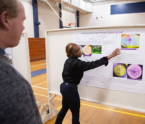 Student presenting her work