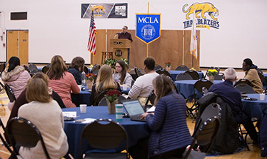 Professor in front of audience