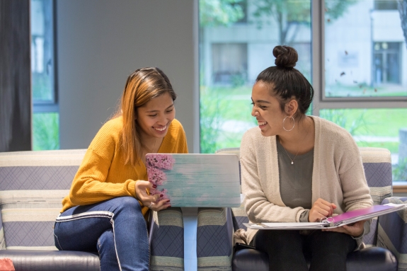 Two students studying together